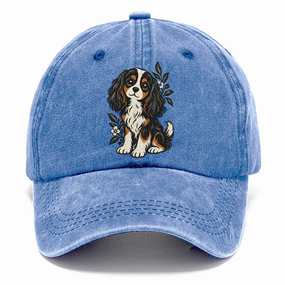 Cavalier Spaniel with Flowers Classic Cap – Summer Sky