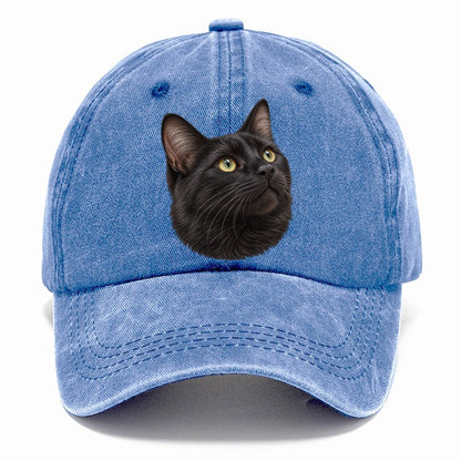 Black Cat Upturned Whiskers Pastimes Companions Classic Cap – Summer Sky