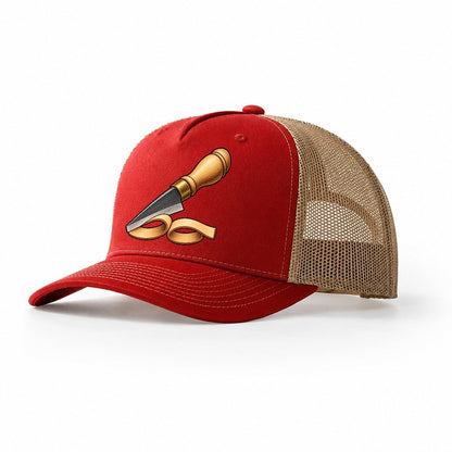 Skiving Knife Curl Leathercraft Trucker Hat – Red Khaki