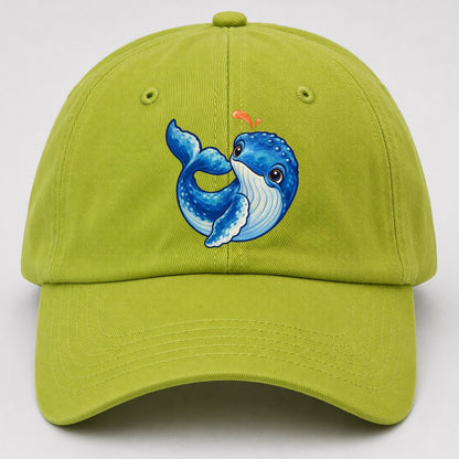 Humpback Whale Tail Curl Sea Sprite Baseball Cap – Fluorescent Green