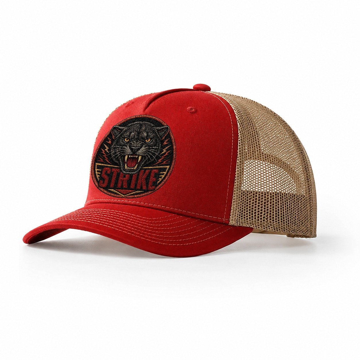 Cougar Strike Badge Trucker Hat – Red Khaki