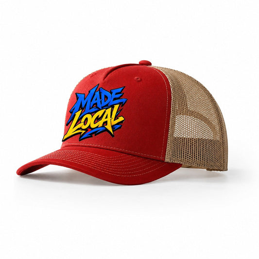Made Local Tee Graphic Trucker Hat – Red Khaki