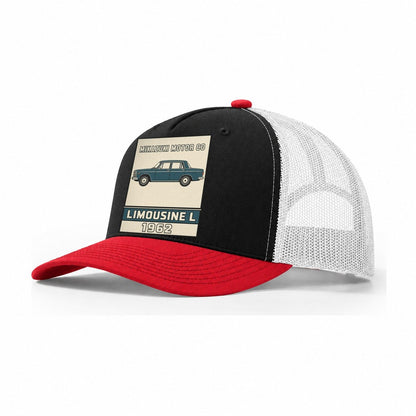 Mikazuki Limousine Showa Speed Plates Trucker Hat – Black Red White