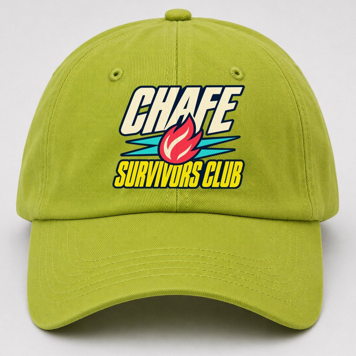 Chafe Survivors Club 90S Running Clubs Baseball Cap – Fluorescent Green