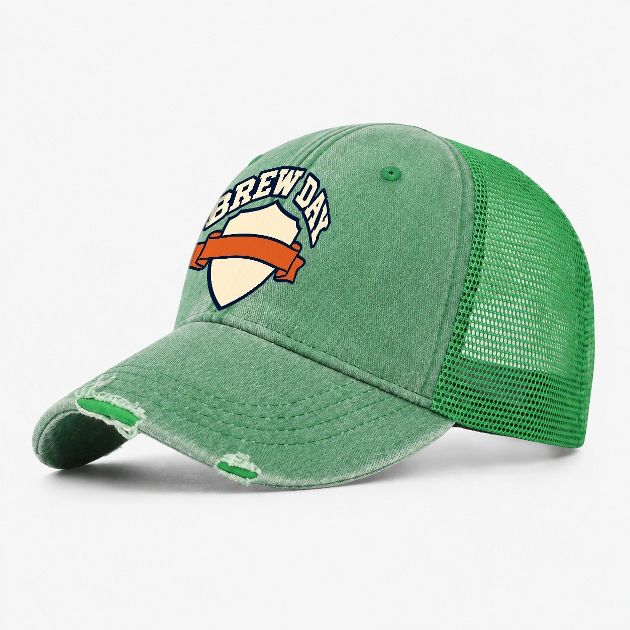 Brew Day Banner Washed Trucker Hat – Ink Green