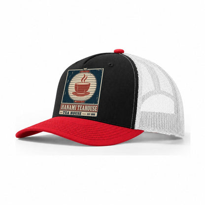 Hanami Tea House Noren Trade Co Trucker Hat – Black Red White