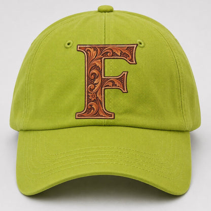 Tooled Leather F Monogram Baseball Cap – Fluorescent Green