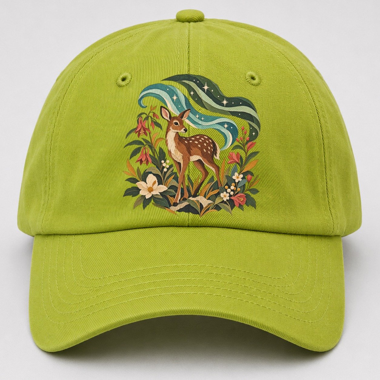Deer Aurora Shelter Gentle Wild Baseball Cap – Fluorescent Green