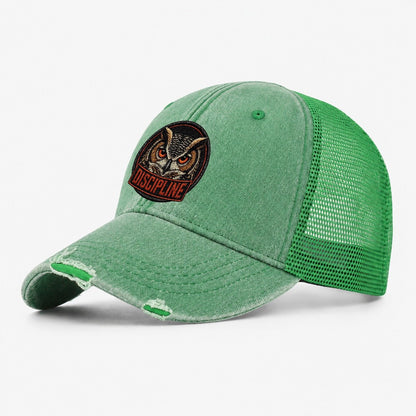 Owl Discipline Badge Washed Trucker Hat – Ink Green