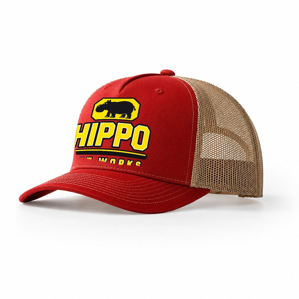 Hippo Wet Works Heavy Duty Trucker Hat – Red Khaki