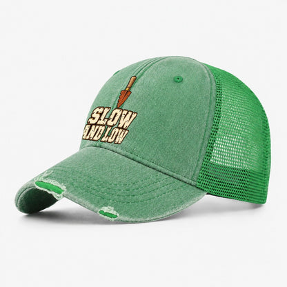 Slow And Low Treasure Hunting Washed Trucker Hat – Ink Green