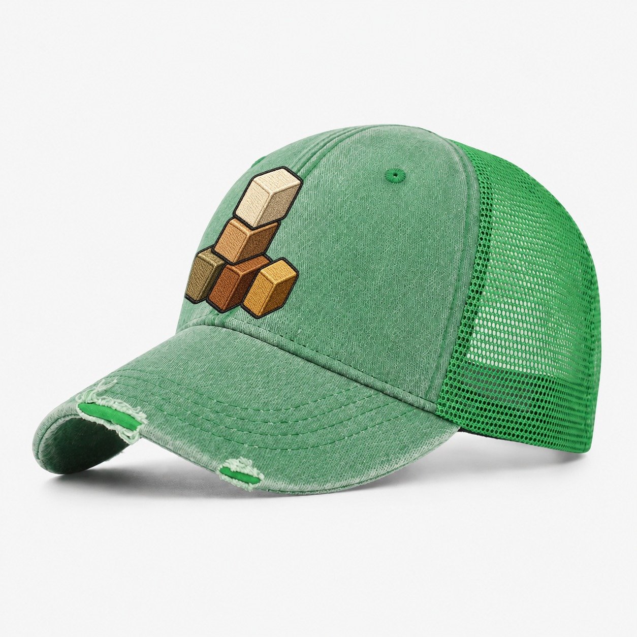 Stack Of Resource Cubes Board Games Washed Trucker Hat – Ink Green