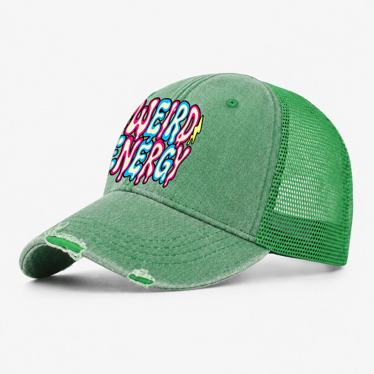 Weird Energy Crazy Styles Washed Trucker Hat – Ink Green