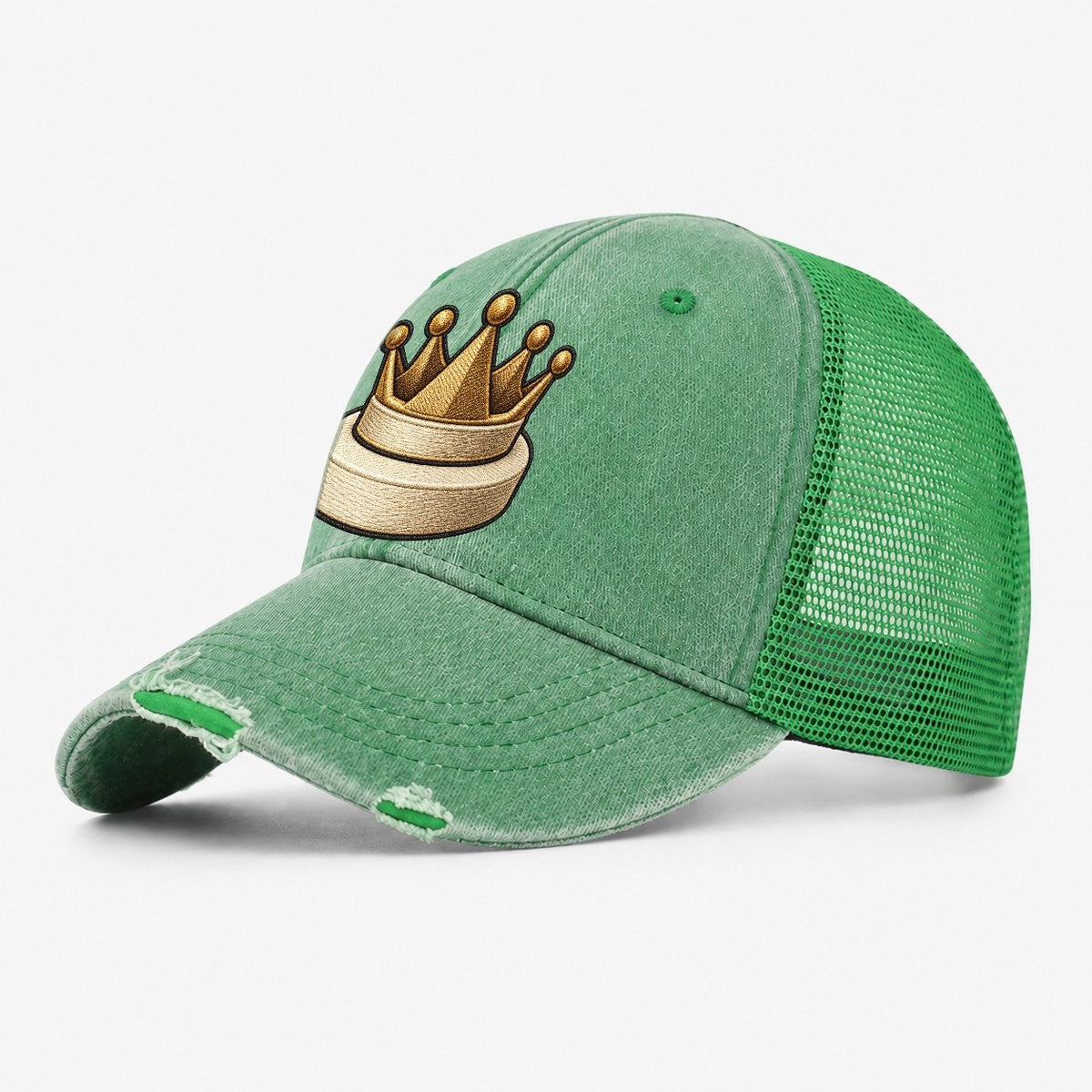 Crown Token On A Round Base Board Games Washed Trucker Hat – Ink Green