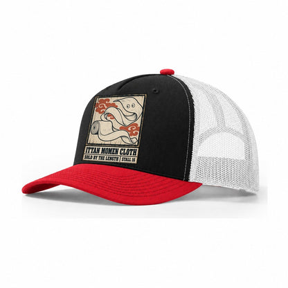 Ittan Momen Cloth Yokai Night Market Trucker Hat – Black Red White