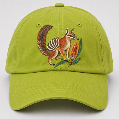 Numbat And Banksia Cones Australia Cultural Icons Baseball Cap – Fluorescent Green