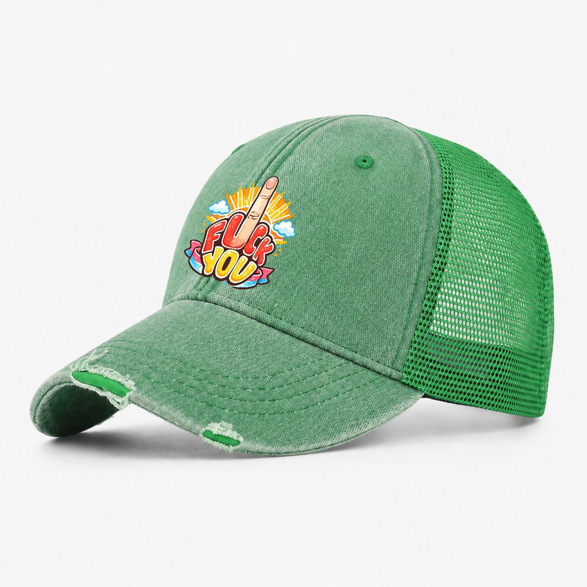 Vintage Blue and Gold Dolphin Washed Trucker Hat – Ink Green