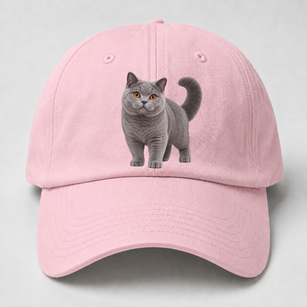 British Shorthair Standing Three Quarter Realistic Cat Portrait Baseball Cap – Pink