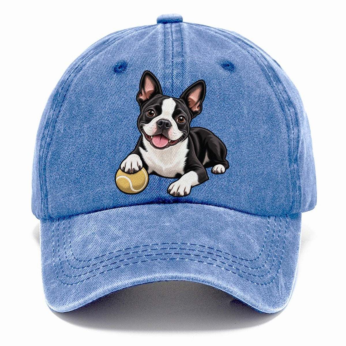 Kindred Boston Terrier Lying Down Top Breeds Classic Cap – Summer Sky