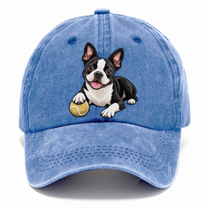 Kindred Boston Terrier Lying Down Top Breeds Classic Cap – Summer Sky