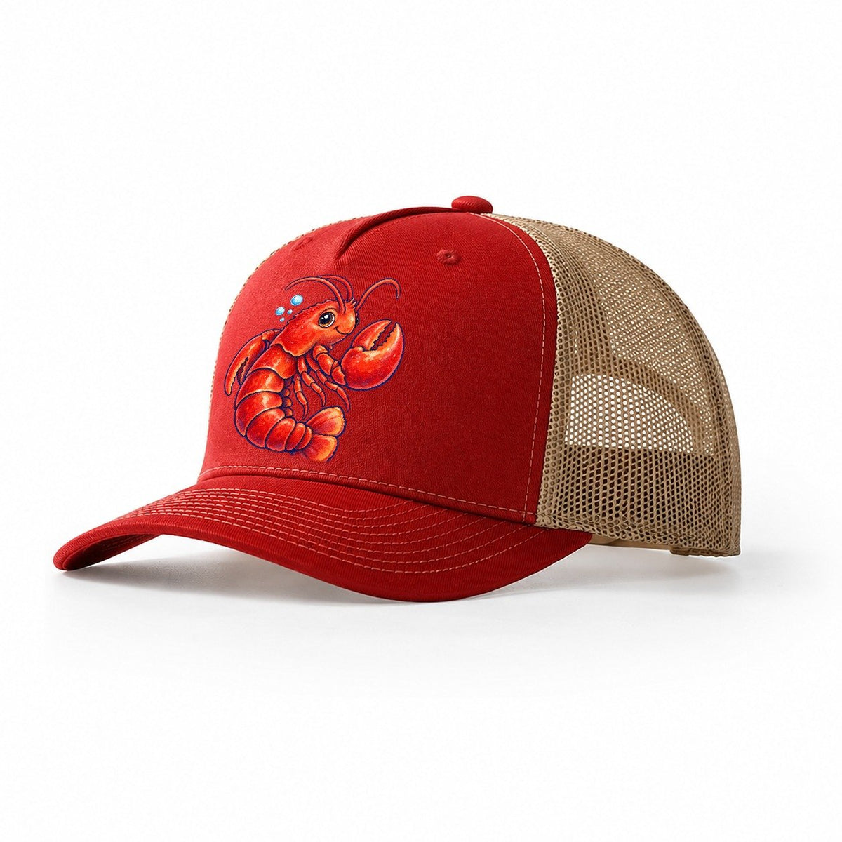 Lobster Tail Curl Sea Sprite Trucker Hat – Red Khaki