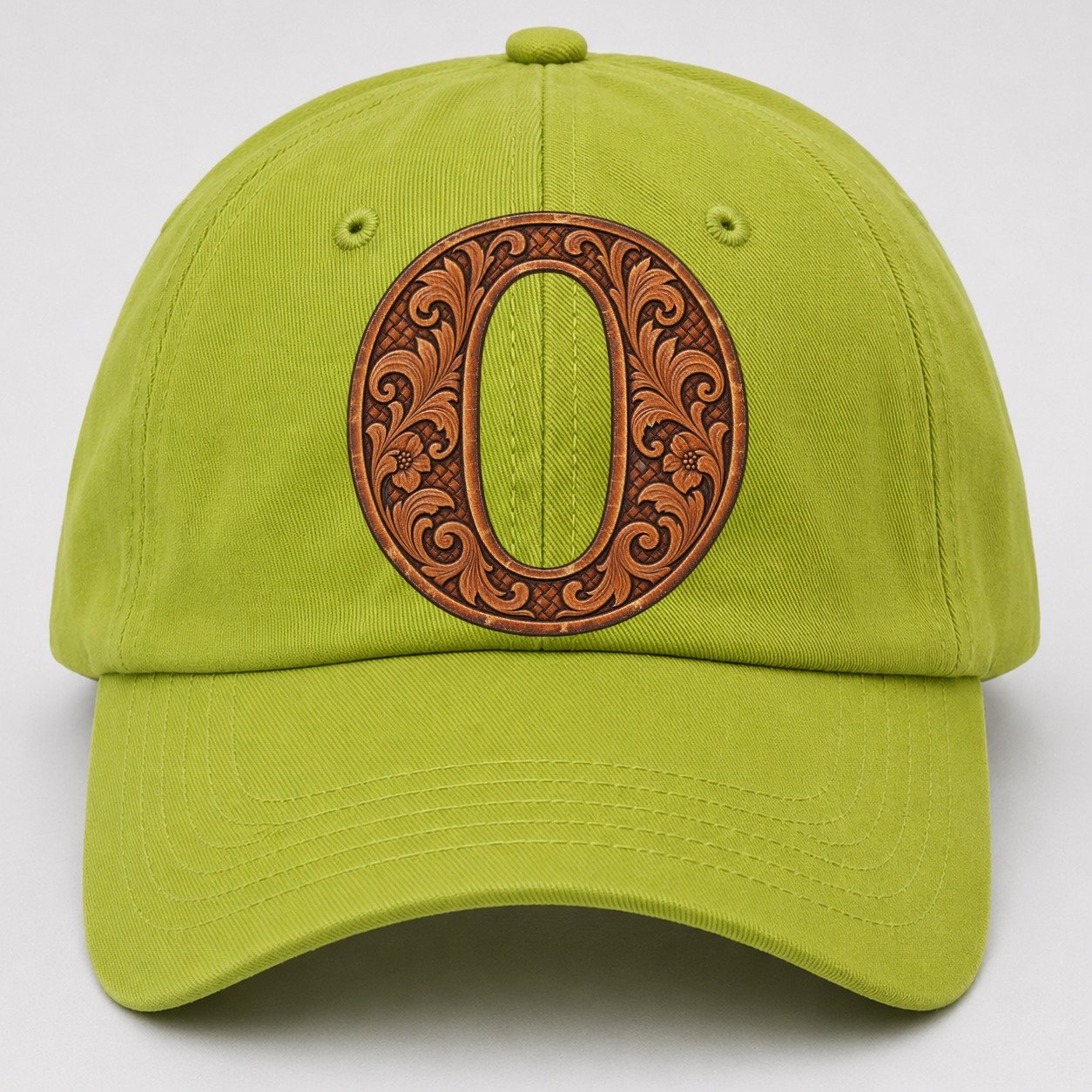 Tooled Leather O Monogram Baseball Cap – Fluorescent Green