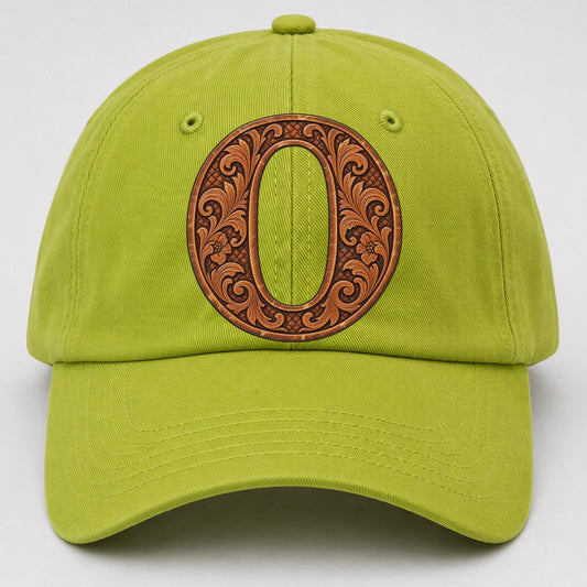 Tooled Leather O Monogram Baseball Cap – Fluorescent Green