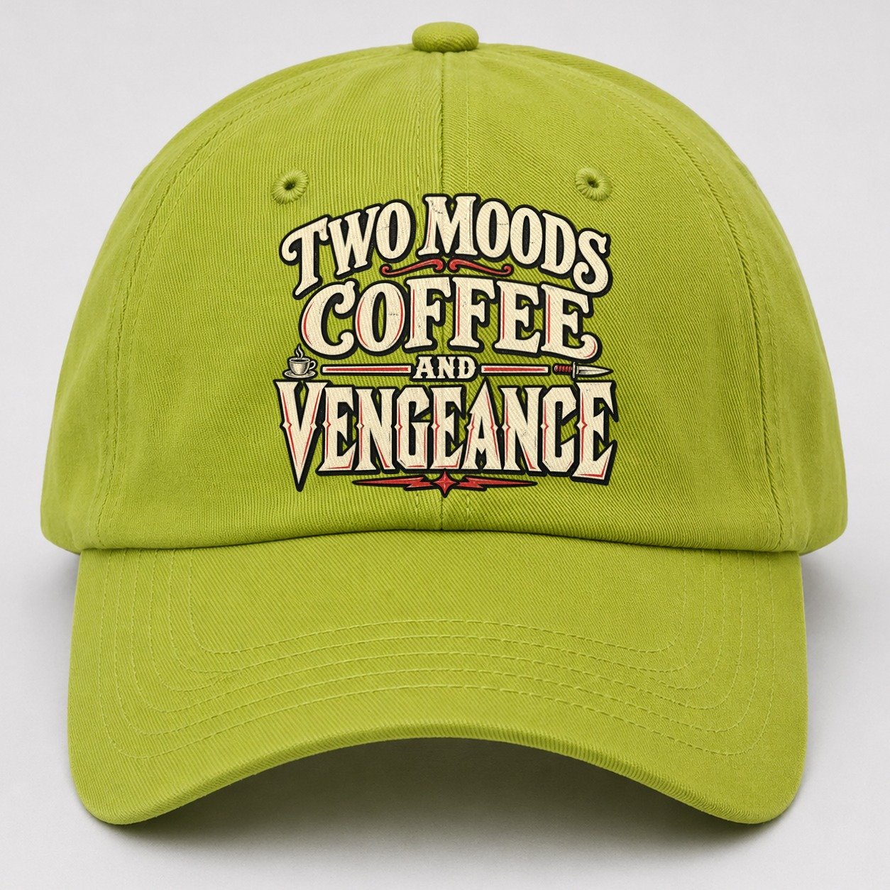 Two Moods Coffee And Vengeance American Wit Baseball Cap – Fluorescent Green