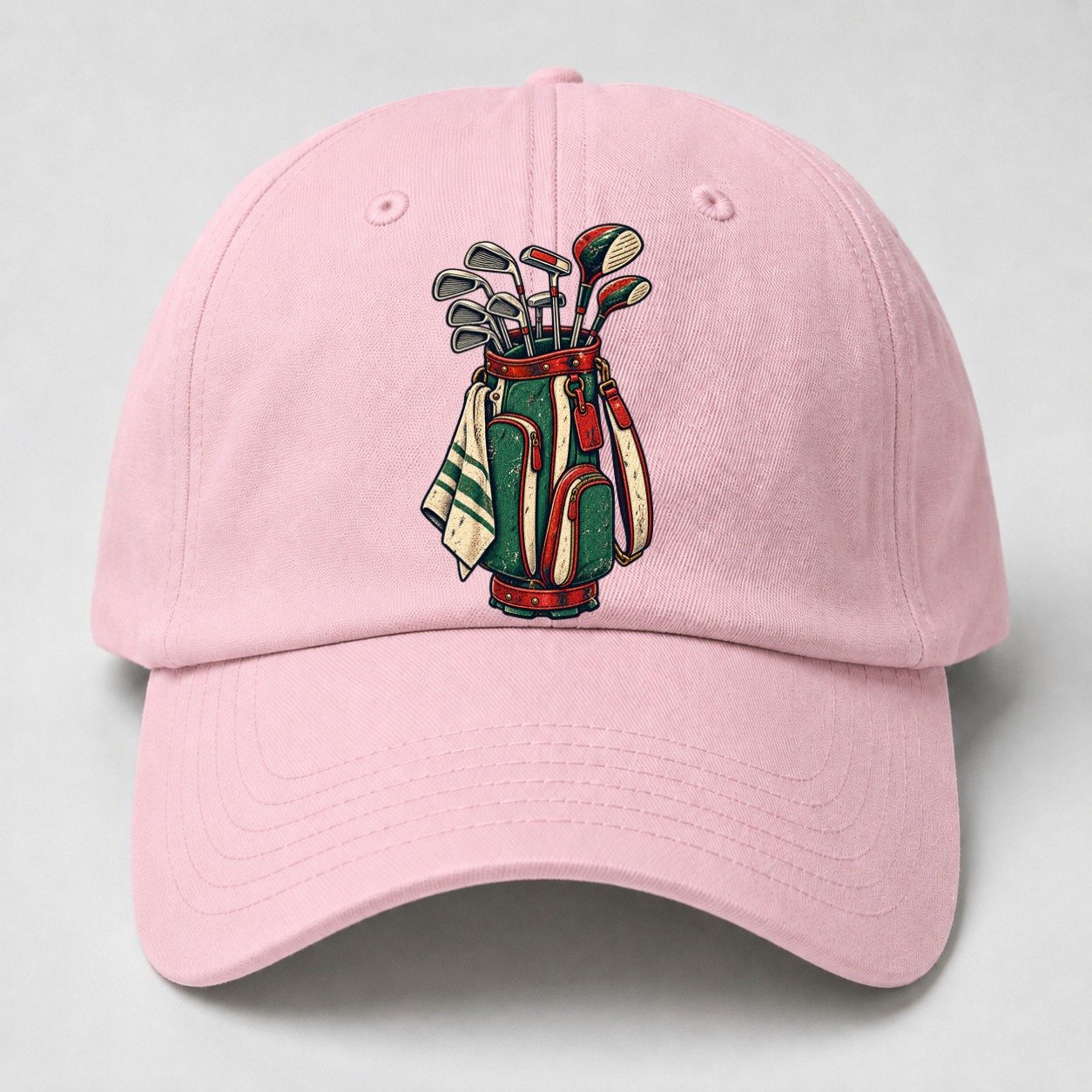Bag And Clubs Stack Golf Life Baseball Cap – Pink