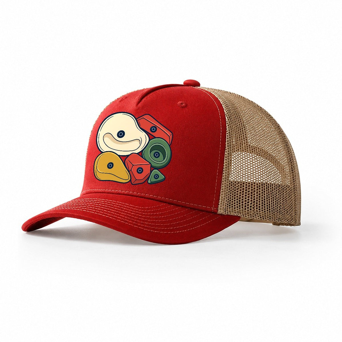 Hold Cluster Rock Climbing Trucker Hat – Red Khaki