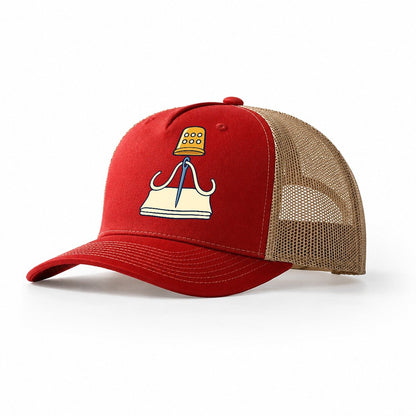 Needle And Thimble Sewing And Quilting Trucker Hat – Red Khaki