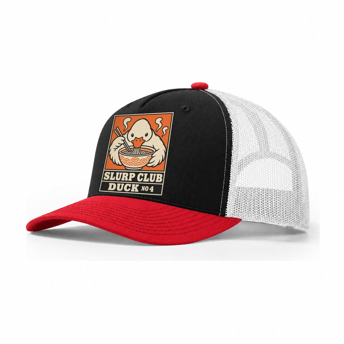 Duck Shio Slurp Club Trucker Hat – Black Red White