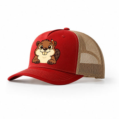 Workshop Beaver Woodworking Trucker Hat – Red Khaki