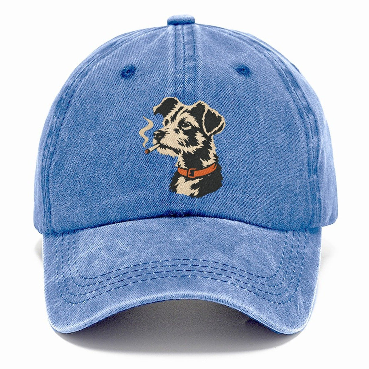 Smoking Terrier with Orange Collar Classic Cap – Summer Sky
