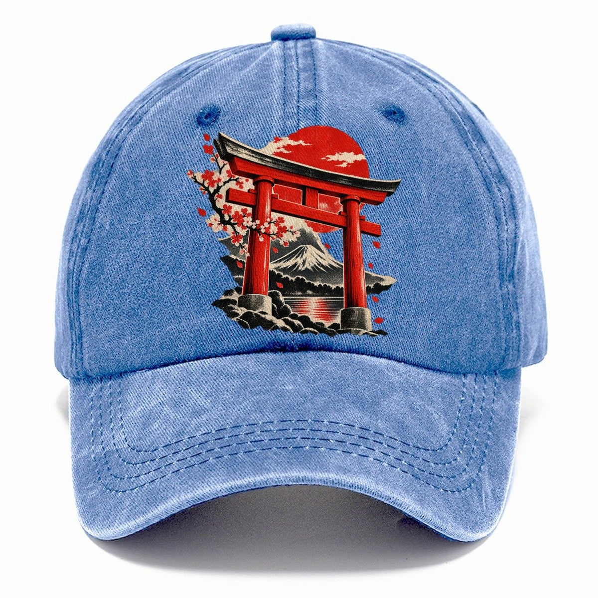 Torii Gate Mount Fuji Blossoms Classic Cap – Summer Sky