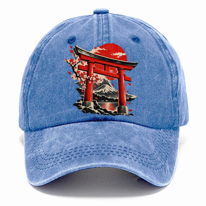 Torii Gate Mount Fuji Blossoms Classic Cap – Summer Sky