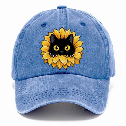 Black Cat Sunflower Fan Favorites Classic Cap – Summer Sky