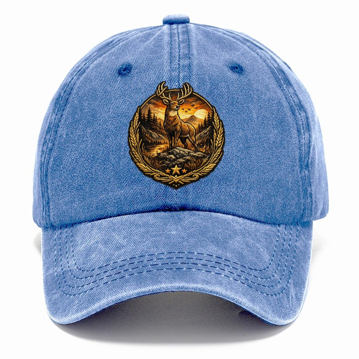 Majestic Stag Sunset Wilderness Crest Classic Cap – Summer Sky