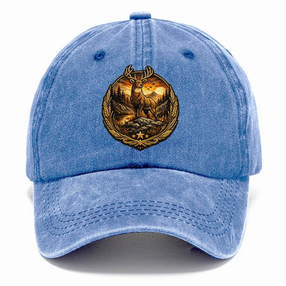 Majestic Stag Sunset Wilderness Crest Classic Cap – Summer Sky