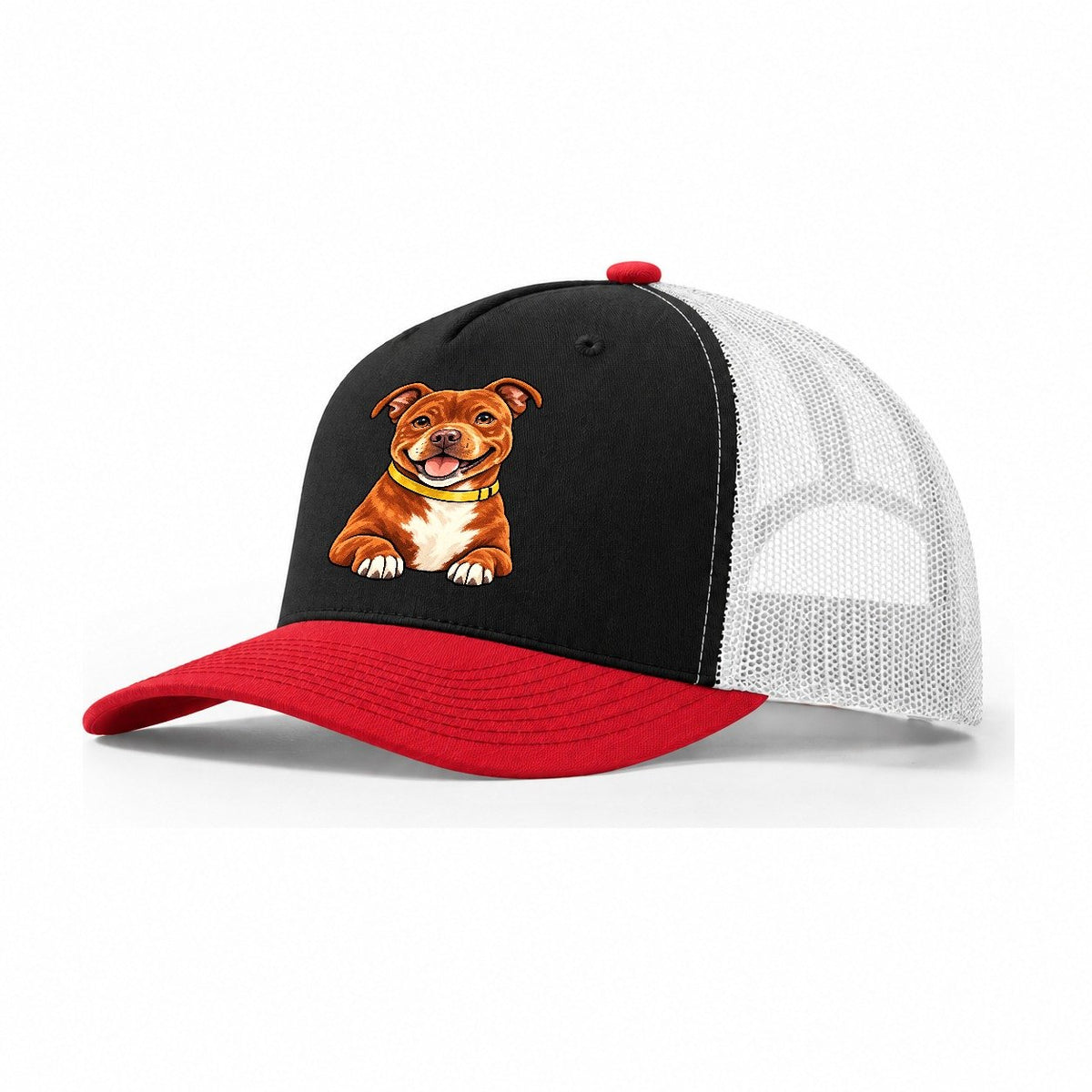 Red Staffy Trucker Hat – Black Red White