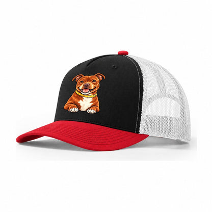 Red Staffy Trucker Hat – Black Red White