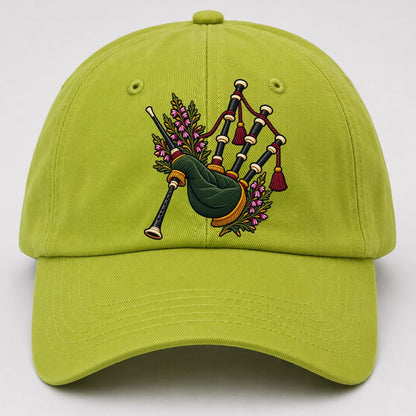 Scottish Bagpipes And Heather Uk Culture Heritage Baseball Cap – Fluorescent Green