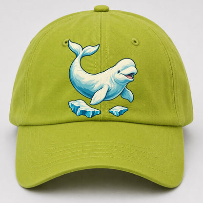 Beluga Whale And Floating Ice Canada Cultural Icons Baseball Cap – Fluorescent Green