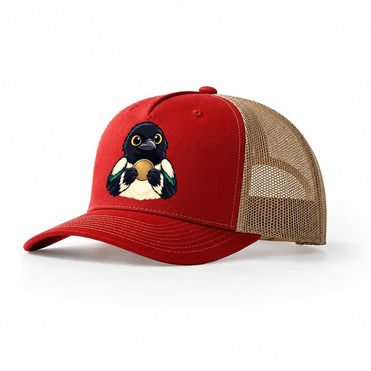 Magpie With A Find Treasure Hunting Trucker Hat – Red Khaki