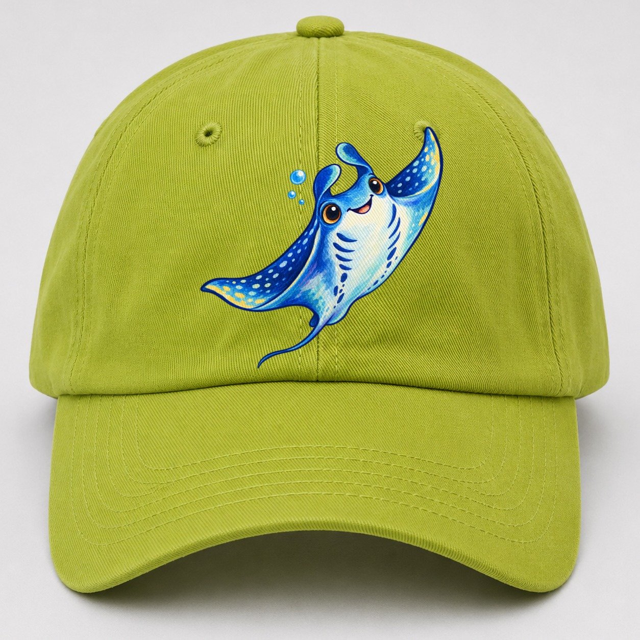 Manta Ray Upward Glide Sea Sprite Baseball Cap – Fluorescent Green