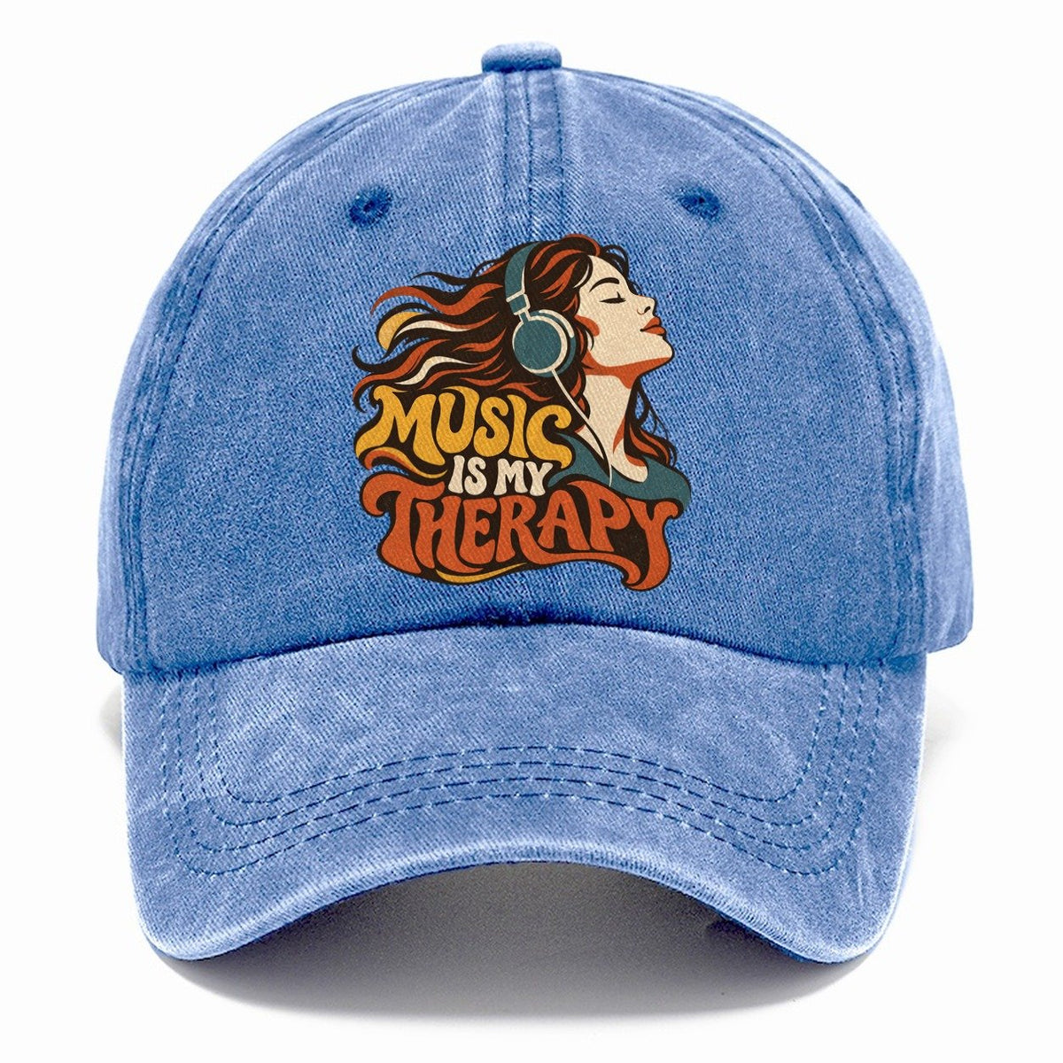 Music Is My Therapy Headphones Girl Classic Cap – Summer Sky