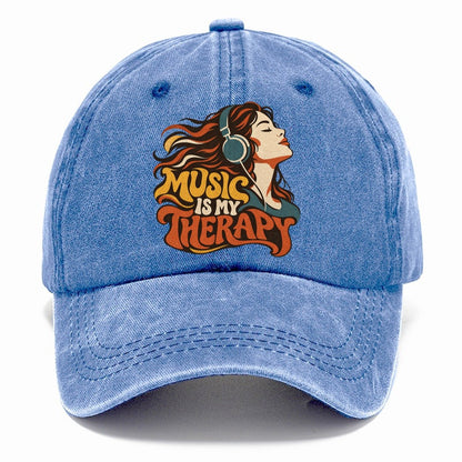 Music Is My Therapy Headphones Girl Classic Cap – Summer Sky