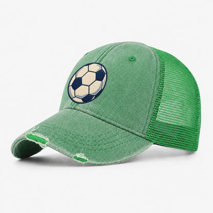 Soccer Ball Tiny Solo Marks Washed Trucker Hat – Ink Green