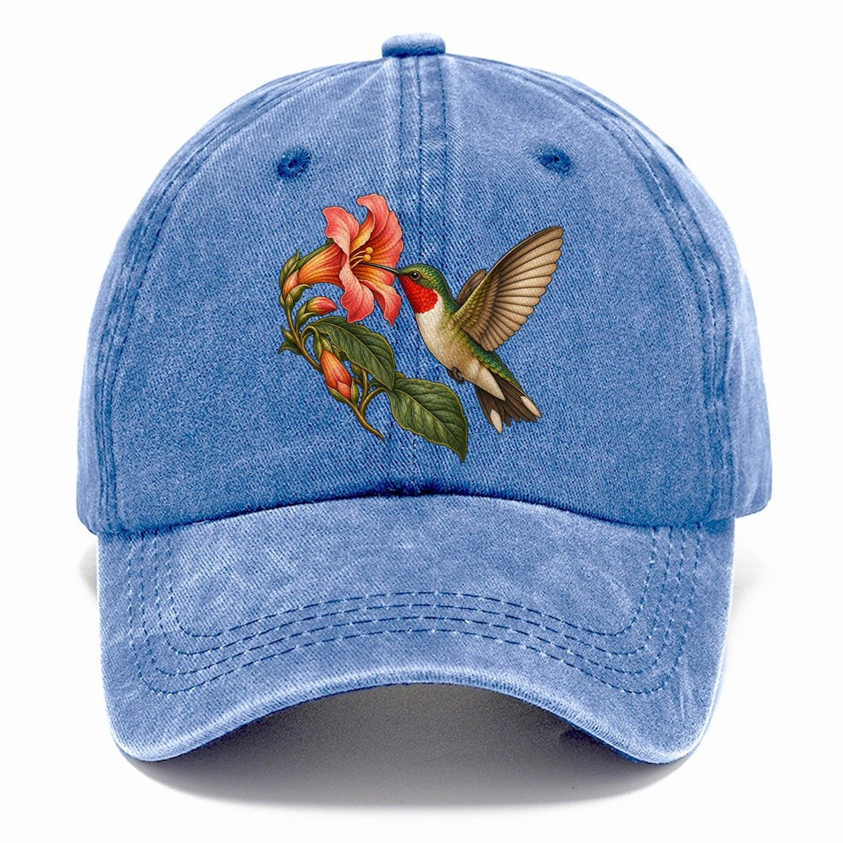 Hummingbird Trumpet Blossom Character Club Classic Cap – Summer Sky
