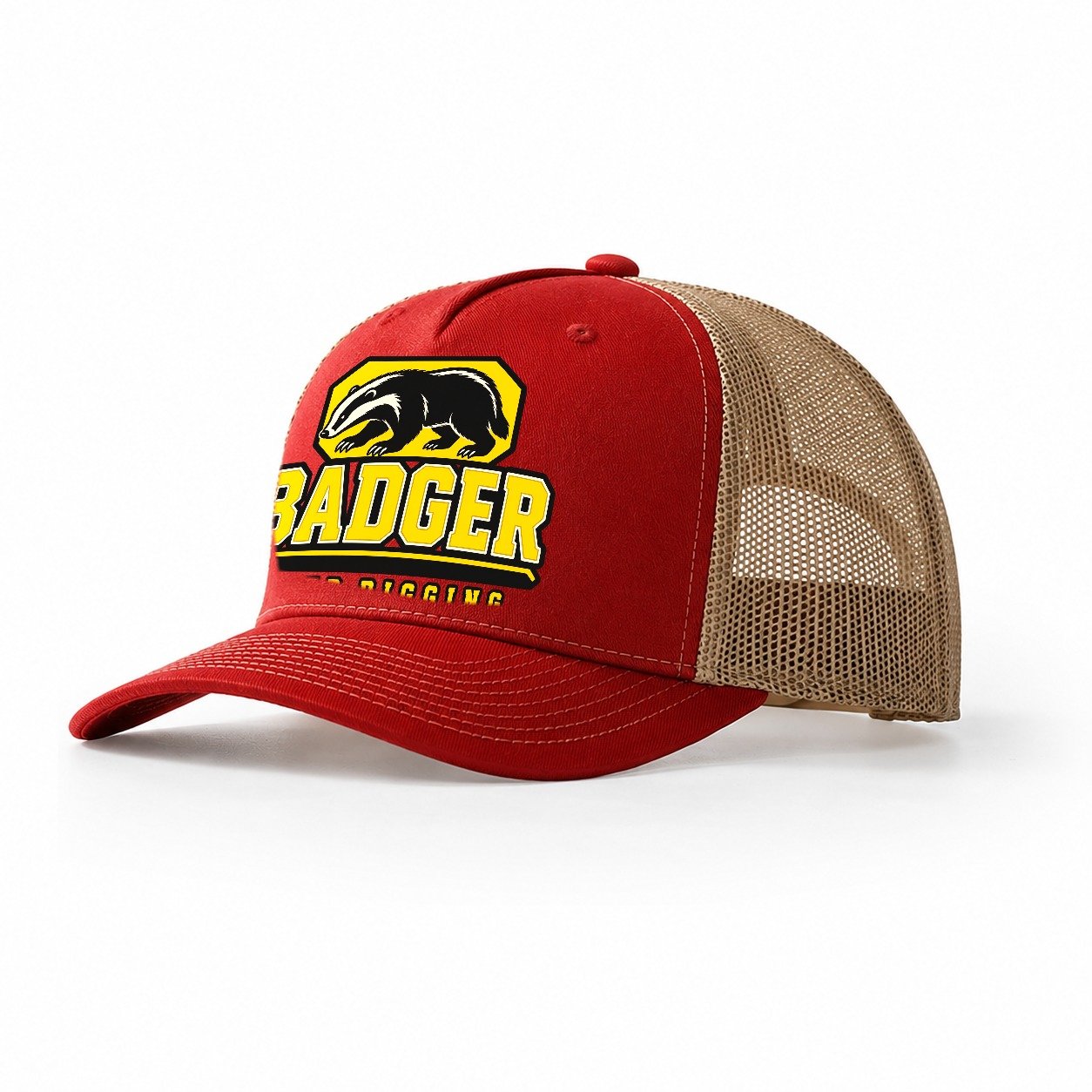 Badger Deep Digging Heavy Duty Trucker Hat – Red Khaki